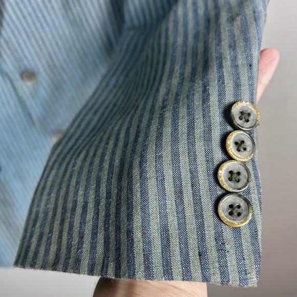 Tallia Linen sport coat Men's size 42 R convertible collar striped unique Mason - Picture 7 of 16